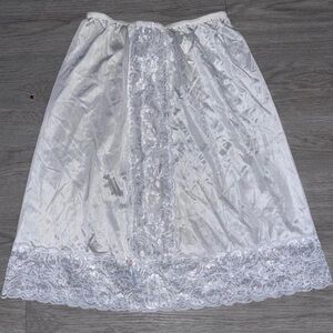 Vintage Satin White Lace Half Slip Small